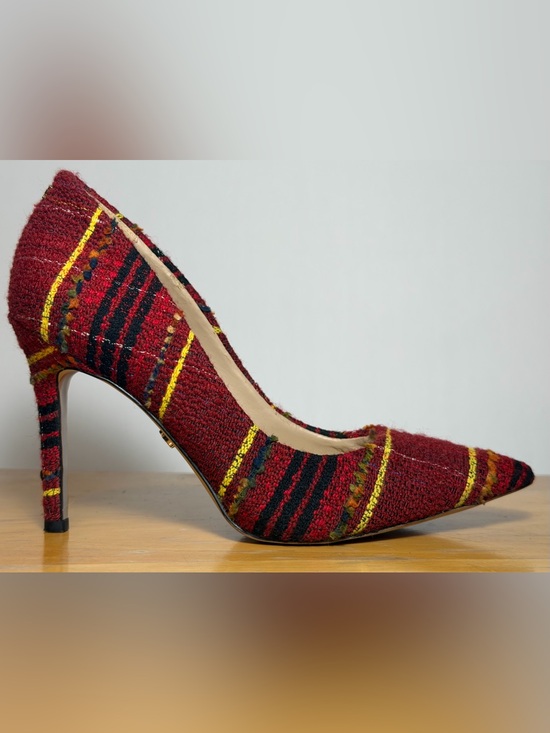 Sam Edelman Shoes - Sam Edelman Red Multicolor Plaid Tweed Pumps Size 6